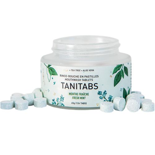 加拿大TANIT固体漱口片 124片/玻璃瓶装/薄荷味 含10%纳米羟基磷灰石 坚固牙釉质 减少痛敏感