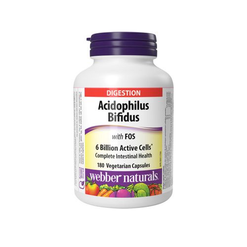 Webber Naturals, Acidophilus Bifidus with FOS 6 Billion, 180 VCaps