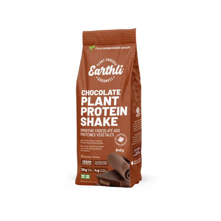 Earthli, Plant Protein Shake, Chocolate, 940g