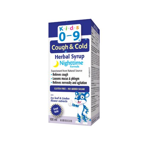 Homeocan, Kids 0-9, Cough& Cold Herbal Syrup, Nighttime, 100 ml