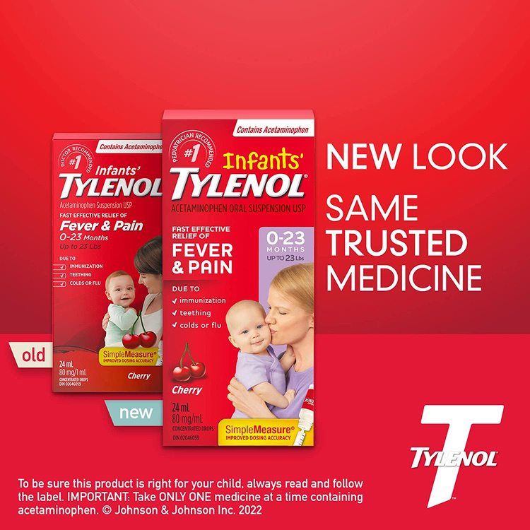 美国Tylenol泰诺对乙酰氨基酚 24ml 适用于0～23个月大婴儿 止痛退烧 针对发烧、出牙、肌肉、关节等疼痛 樱桃味