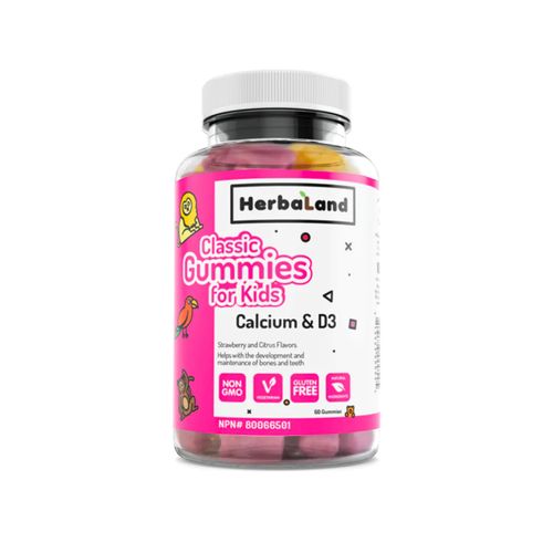 HerbaLand, Classic Gummies for Kids, Calcium and D3, 60 Gummies
