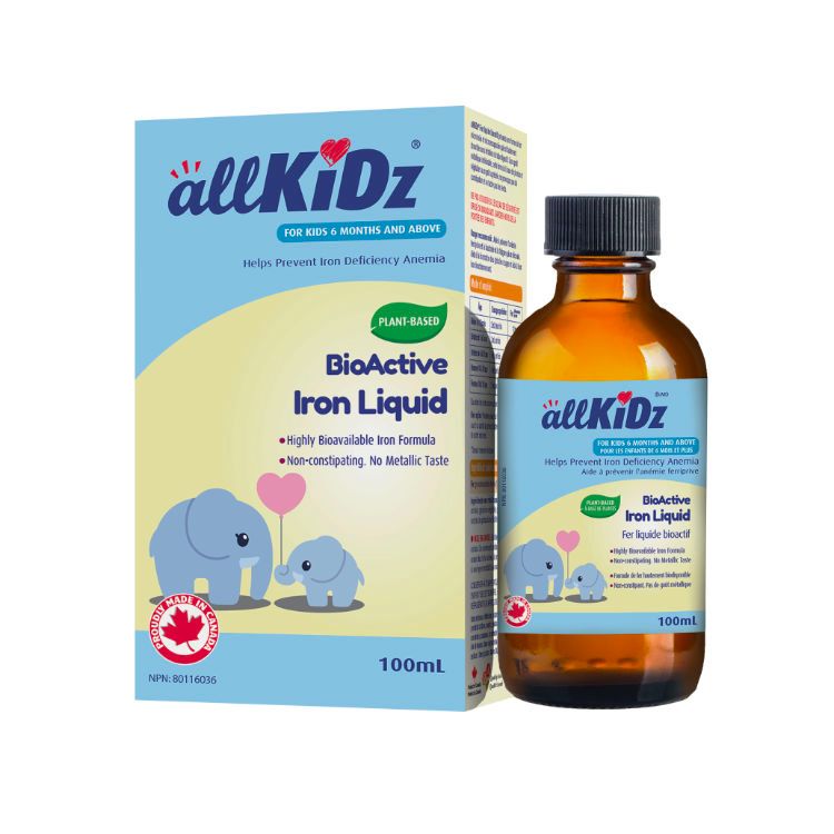 加拿大allKiDz儿童生物活性铁元液 100毫升 6个月以上婴儿可用 植物来源铁不便秘