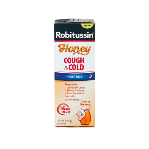 Robitussin惠菲宁强效止咳袪痰糖浆 115毫升蜂蜜夜用版 止咳缓解胸闷 袪除粘液和痰 舒缓喉咙 12岁以上可用