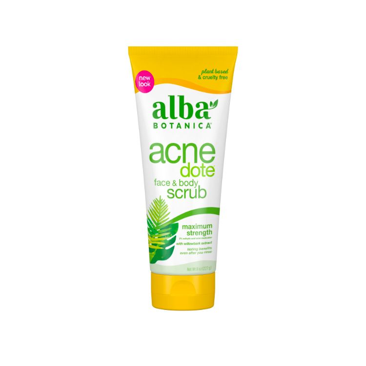 美国Alba Botanica ACNEdote祛痘磨砂膏 227g 可用于面部和身体 改善痤疮 帮助袪痘 含2%水杨酸
