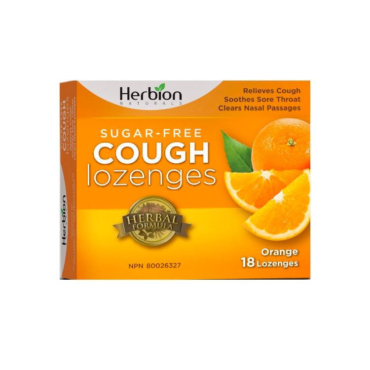 Herbion全天然止咳含片 无糖版桔子味 18片 缓解各类咳嗽 喉咙痛及鼻塞