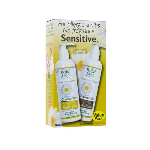 Herbal Glo, Chamomile Sensitive Shampoo & Conditioner, Value Pack, 250ml*2