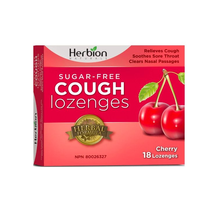 Herbion全天然止咳含片 无糖版樱桃味 18片 缓解各类咳嗽 喉咙痛及鼻塞