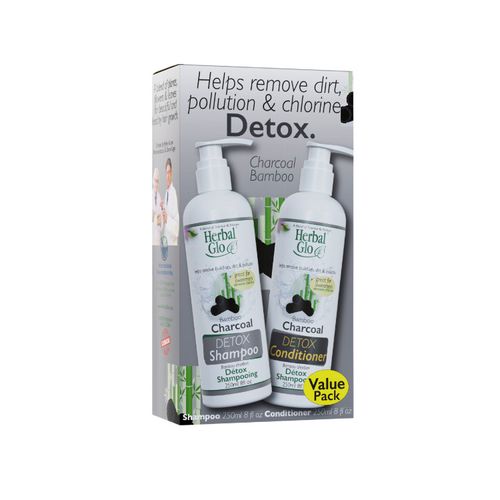 Herbal Glo, Charcoal DETOX Shampoo & Conditioner, Value Pack, 250ml*2
