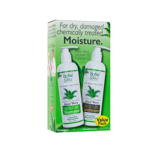 Herbal Glo, Aloe Vera MOISTURE Shampoo & Conditioner, Value Pack, 250ml*2