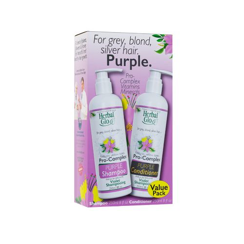 Herbal Glo, Pro-Complex PURPLE Shampoo & Conditioner, Value Pack, 250ml*2