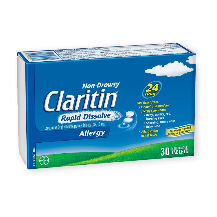 加拿大Claritin抗过敏崩解片 30片 改善不同过敏源导致的流鼻涕打喷嚏等 24小时长效 服后不瞌睡
