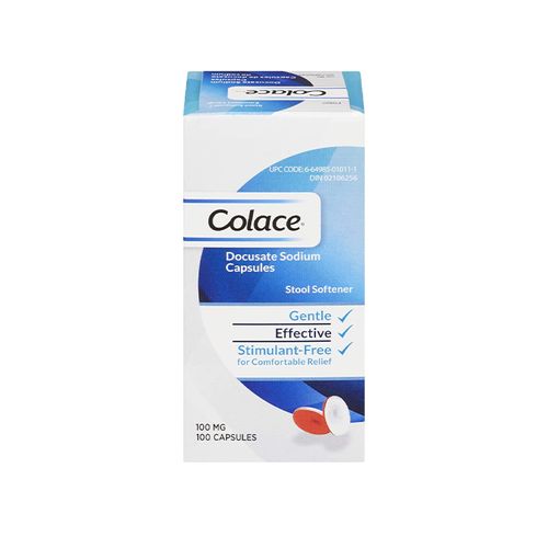 Colace, Docusate Sodium Stool Softener 100mg, 100 Capsules