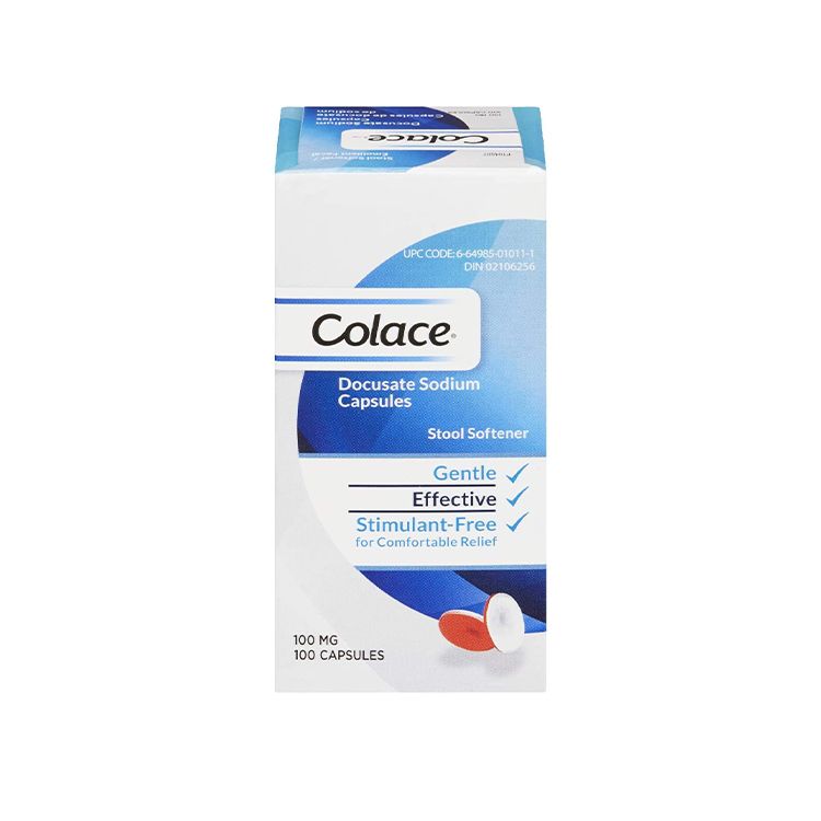 加拿大Colace多库酯钠软便剂 100粒 缓解排便困难 干燥 偶发性便秘