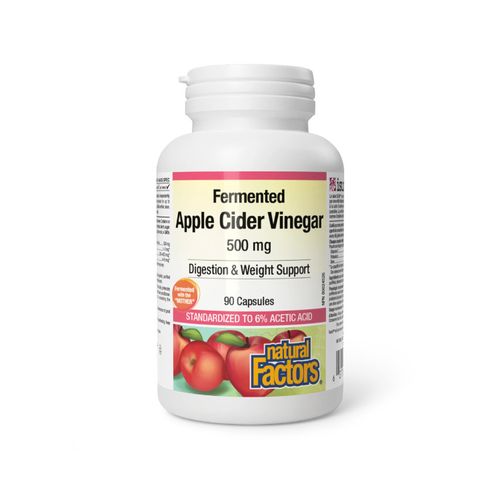 Natural Factors, Fermented Apple Cider Vinegar, 500mg, 90 Capsules