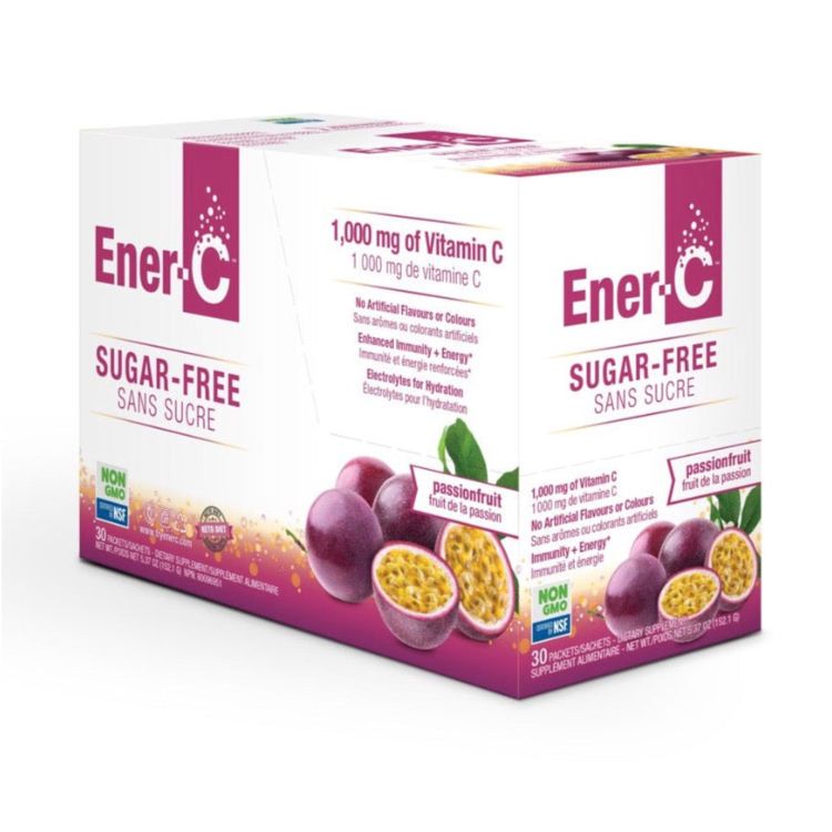 加拿大Ener-C复合维生素0糖泡腾粉 30包 百香果味 同时含维生素A&B&C&E 零糖非转基因配方
