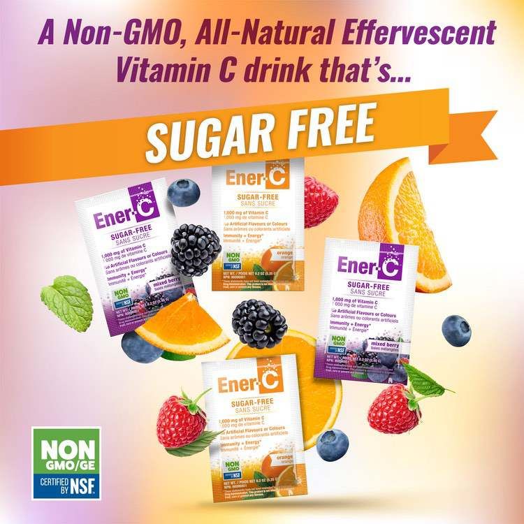 加拿大Ener-C复合维生素0糖泡腾粉 30包 莓果味 同时含维生素A&B&C&E 零糖非转基因配方