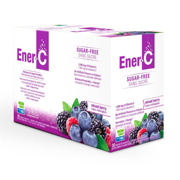 加拿大Ener-C复合维生素0糖泡腾粉 30包 莓果味 同时含维生素A&B&C&E 零糖非转基因配方