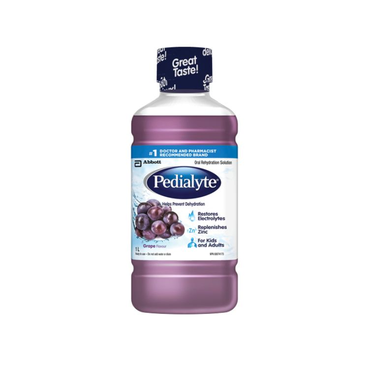 美国Pedialyte液体电解质溶液 葡萄味/1升装 1岁以上即可使用 缓解脱水 急性腹泻补液