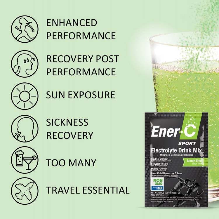 加拿大Ener-C电解质饮料冲剂 12袋 柠檬味 少糖非转基因配方 运动前后补水
