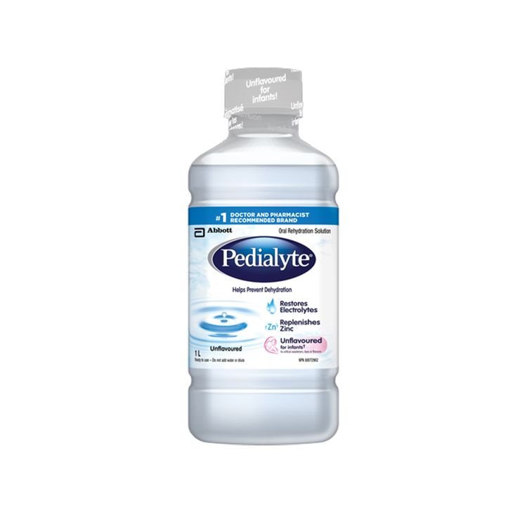 美国Pedialyte液体电解质溶液 无味款/1升装 1岁以上即可使用 缓解脱水 急性腹泻补液