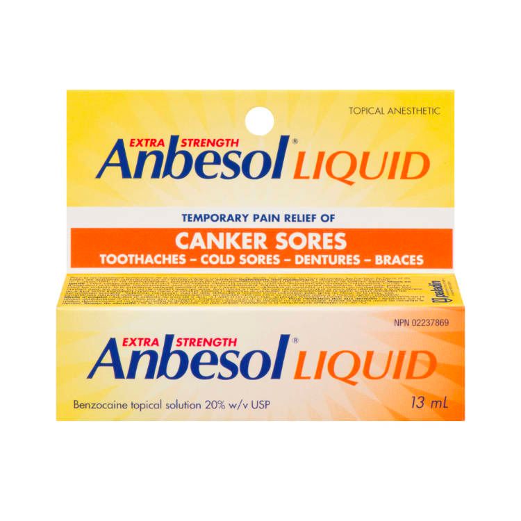 美国Anbesol强效止痛液 20%苯佐卡因/13ml 可缓解唇疱疹/口腔溃疡/牙痛/假牙/牙套引起的疼痛