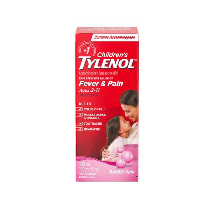 美国Tylenol泰诺对乙酰氨基酚口服液 100ml/泡泡糖味道 2～11儿童可用 止痛退烧 针对发烧、头痛、肌肉、关节等疼痛