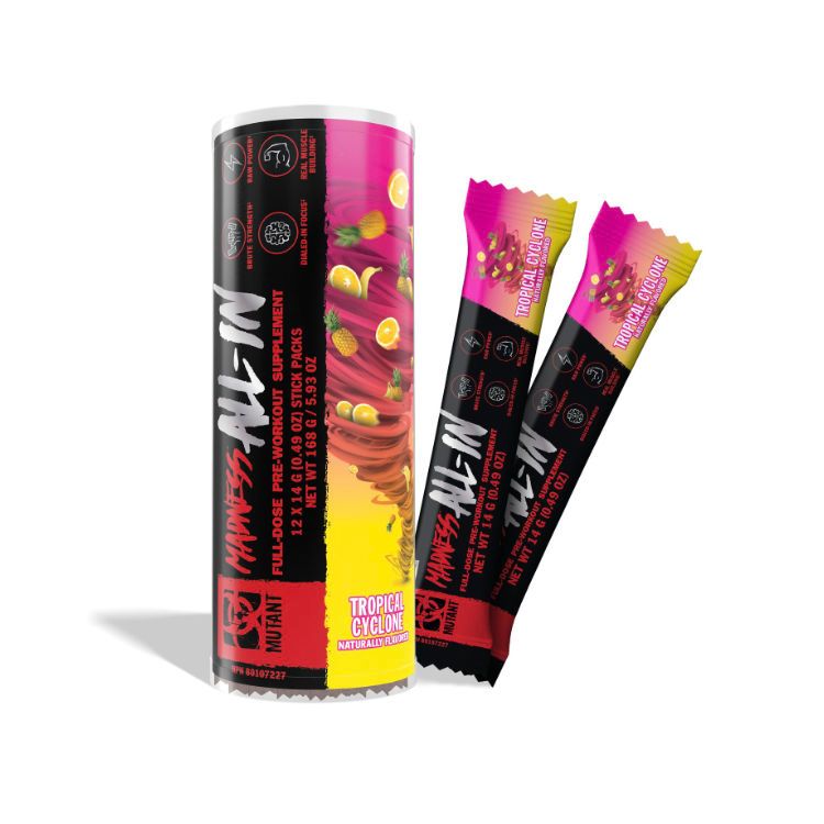 Mutant, Madness Pre-Workout, All-in-1 Stick, Tropical Cyclone, 12 Packs