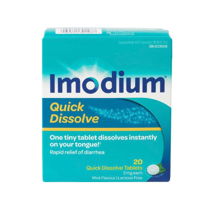 加拿大Imodium盐酸洛哌丁胺速溶止泻含片 20片装 快速缓解腹泻 无需用水冲服 旅行防腹泻必备