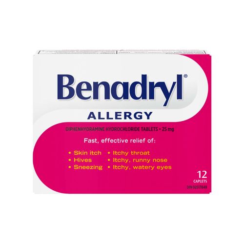 Benadryl, Allergy, 25mg, 20 Caplets