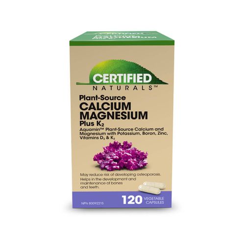 Certified Naturals, Plant-Source Calcium Magnesium Plus K2 with Aquamin, 120 Vcaps