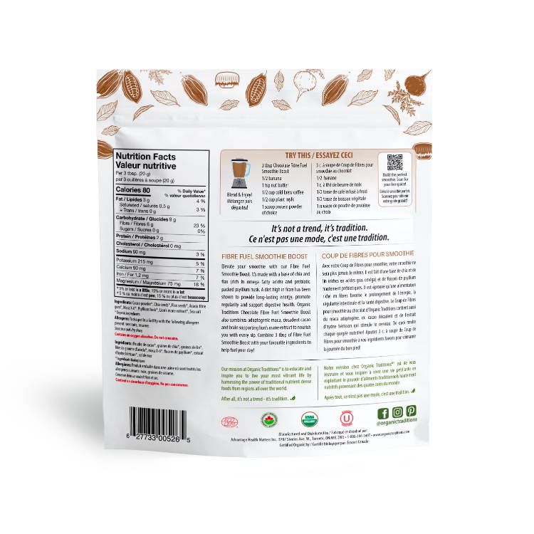 Organic Traditions, Fibre Fuel Smoothie Boost, Chocolate, 300g