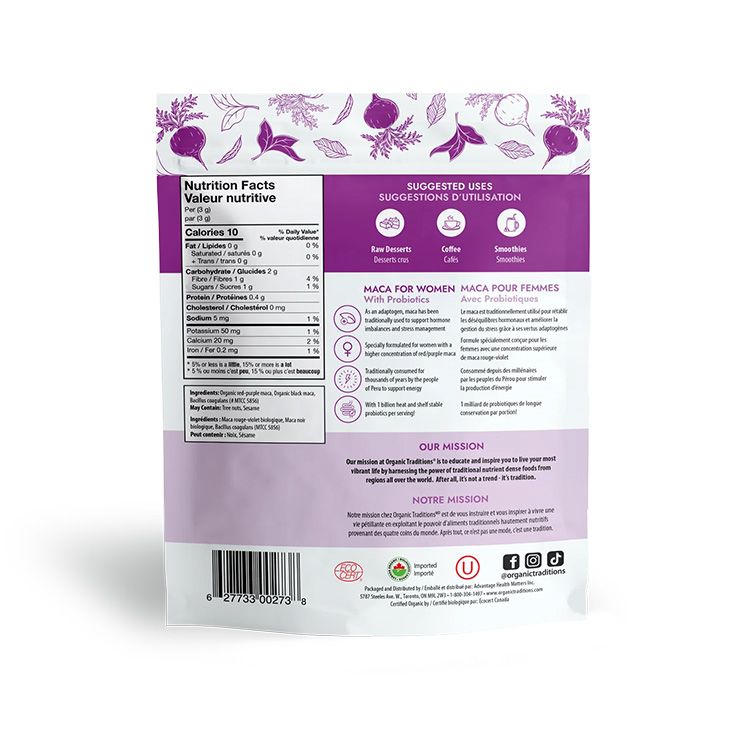 Organic Traditions, Maca for Women with Probiotics, 150g