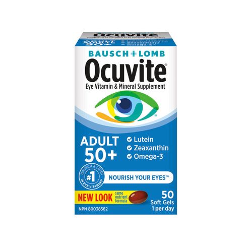 BAUSCH+LOMB, Ocuvite Adult 50+, Eye Vitamin & Mineral Supplement, 50 Softgels