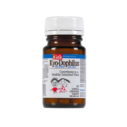 美国Kyo-Dophilus儿童益生菌咀嚼片 45片/10亿活菌 3种经典菌株组合 天然香草味