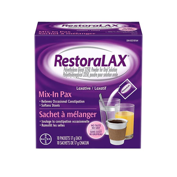美国RestoraLAX粉状泻药 10袋装 聚乙二醇3350 快速缓解便秘 软便剂