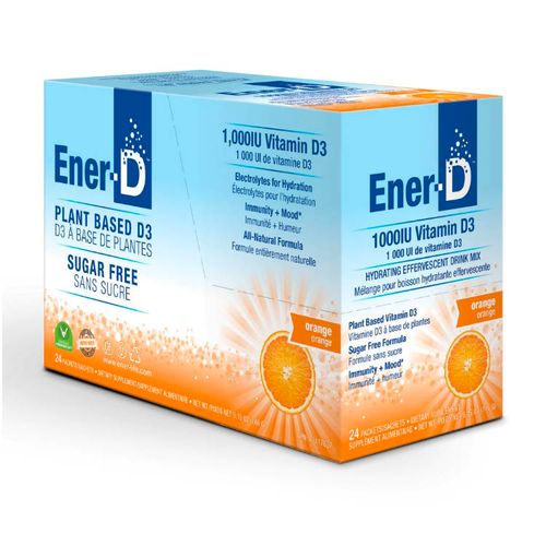 加拿大Ener-D维生素D零糖泡腾粉 24包 桔子味 纯素食来源维生素D 提升免疫 促进钙吸收