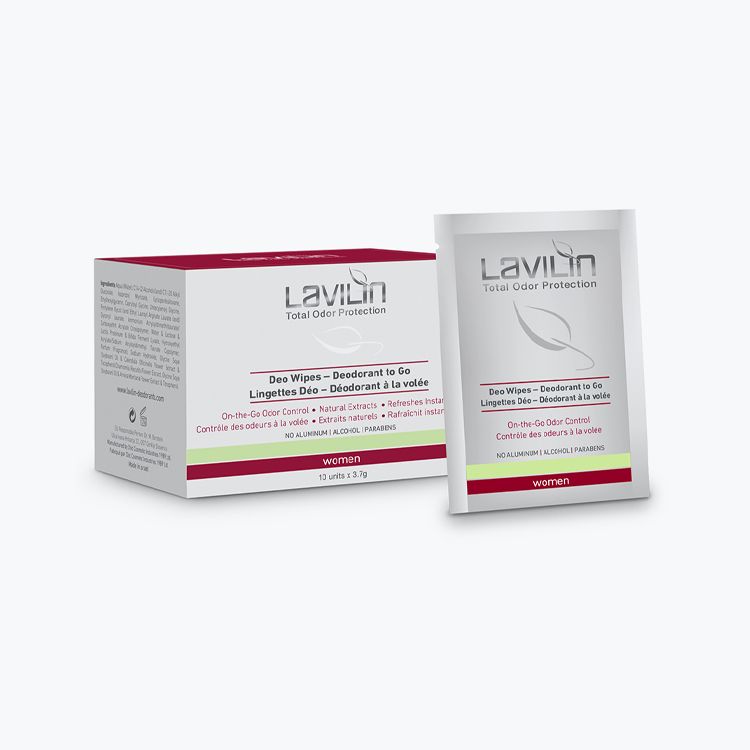 LAVILIN, Women's Deo Wipes Deodorant To Go, 10 Counts
