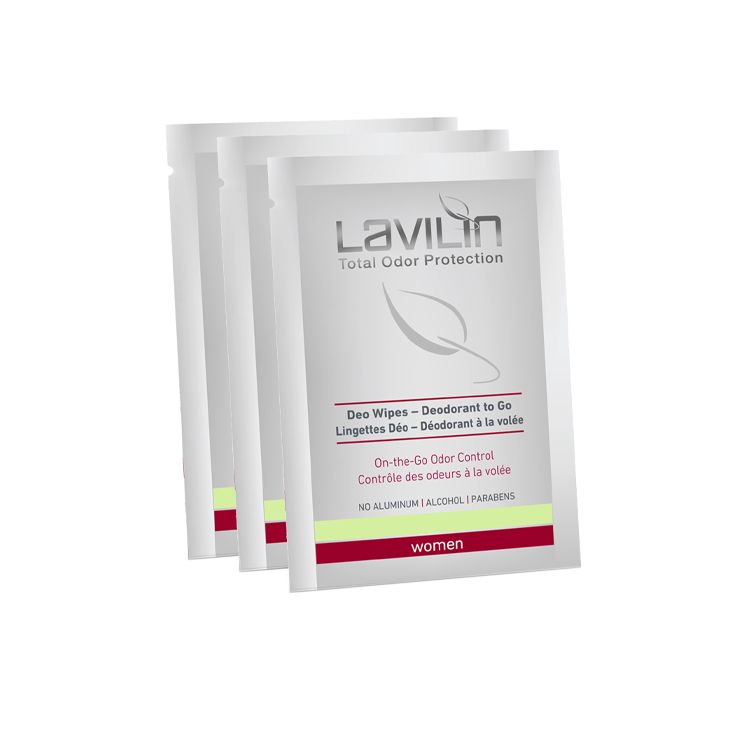 LAVILIN, Women's Deo Wipes Deodorant To Go, 10 Counts