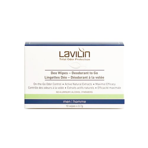 LAVILIN, Men's Deo Wipes Deodorant To Go, 10 Counts