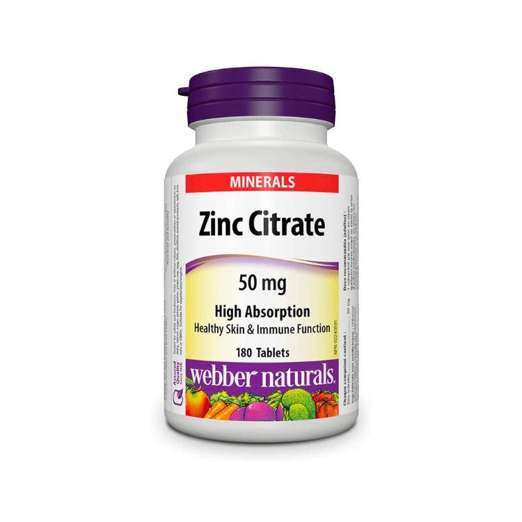 Webber Naturals, Zinc Citrate, 50 mg, 180 Tablets