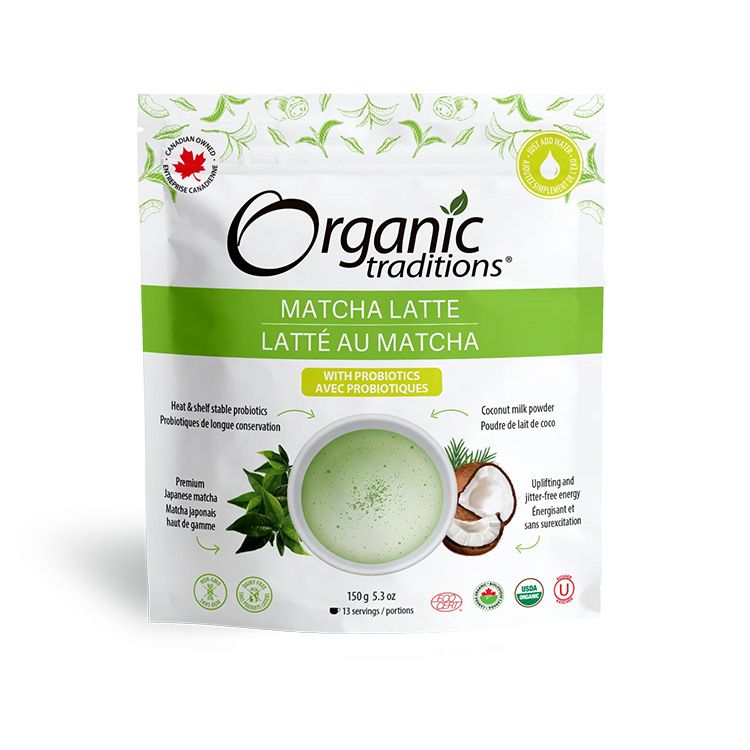 Organic Traditions, Matcha Latte with Probiotics, 150g