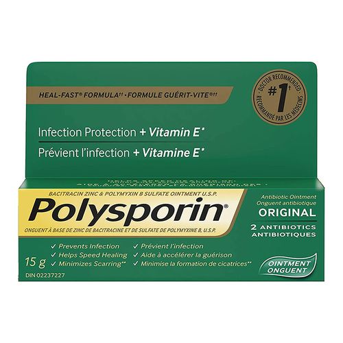 美国强生Polysporin外用抗生素经典版软膏 15g 添加维生素E 防止感染 快速成膜 北美医生药剂师首选品牌