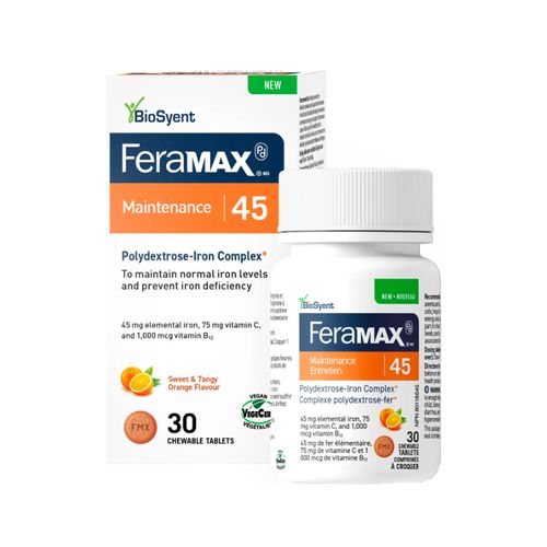 加拿大Feramax PD 45mg补铁咀嚼片 30片 加拿大医师药剂师首选No.1补铁产品 预防缺铁性贫血 不便秘