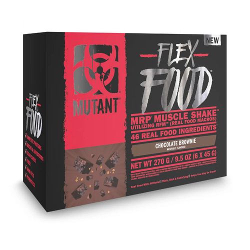 Mutant, Flex Food, MRP Muscle Shake, Chocolate Brownie, 45g x 6
