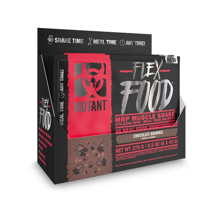 Mutant, Flex Food, MRP Muscle Shake, Chocolate Brownie, 45g x 6