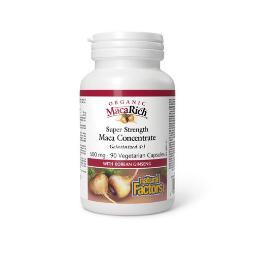 Natural Factors, Organic MacaRich Super Strength Maca Concentrate, with Korean Ginseng, 500mg, 90 VCaps