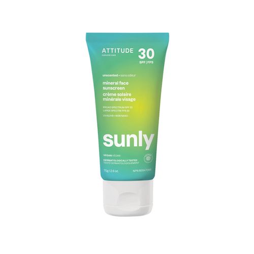 Attitude, Sunly Mineral Face Sunscreen, SPF 30, Adult, Fragrance-free, 75g