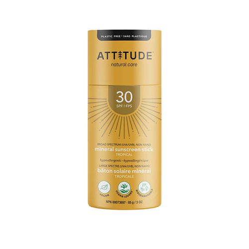 Attitude, Mineral Sunscreen Stick SPF 30 Tropical, 85g
