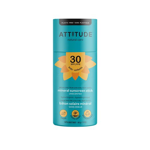 Attitude, Mineral Sunscreen Face Stick, Baby&Kids, SPF 30, Fragrance-free, 85g